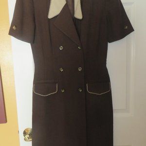 LADIES VINTAGE BROWN DRESS BY KASPER SIZE 6